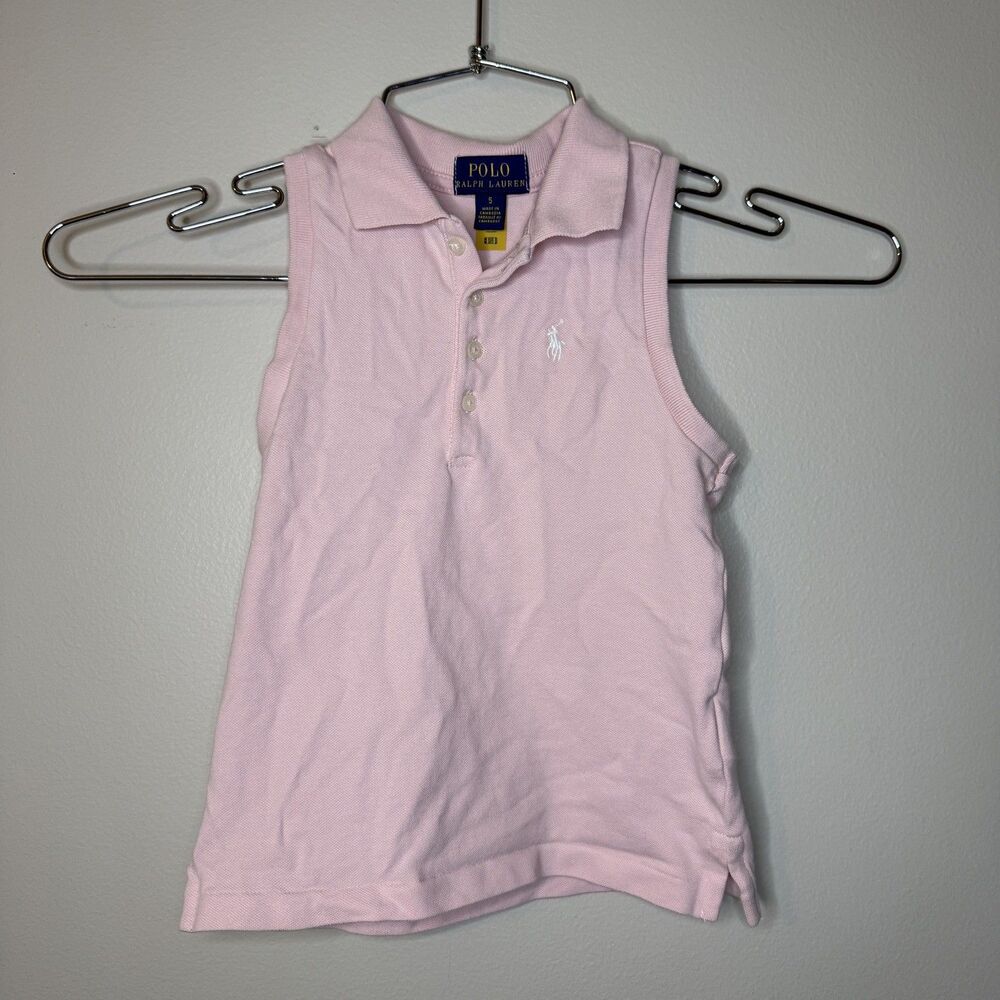 Polo Ralph Lauren Girls Size 5 Cotton Sleeveless Tank  Polo Shirt Pink